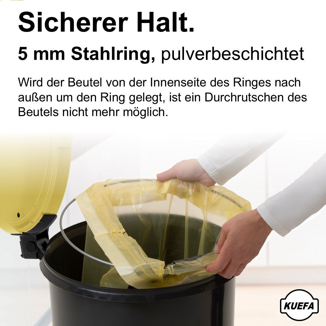 KUEFA VL 60l Müllsackständer, Mülleimer, Sammelbehälter mit Scharnierdeckel