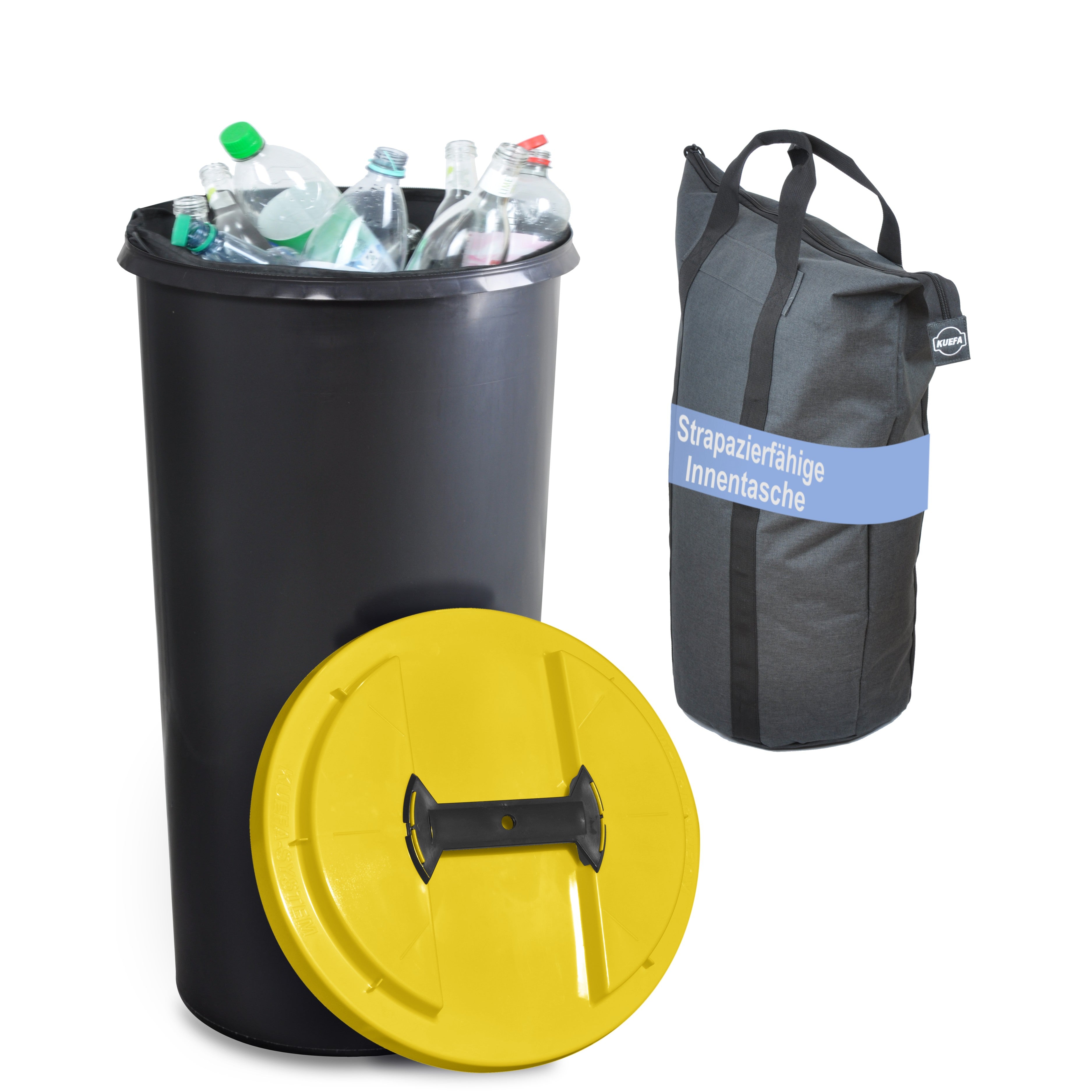 KUEFA IBC Flaschensammler, 60 Liter Sammelbehälter mit Deckel und Inne –