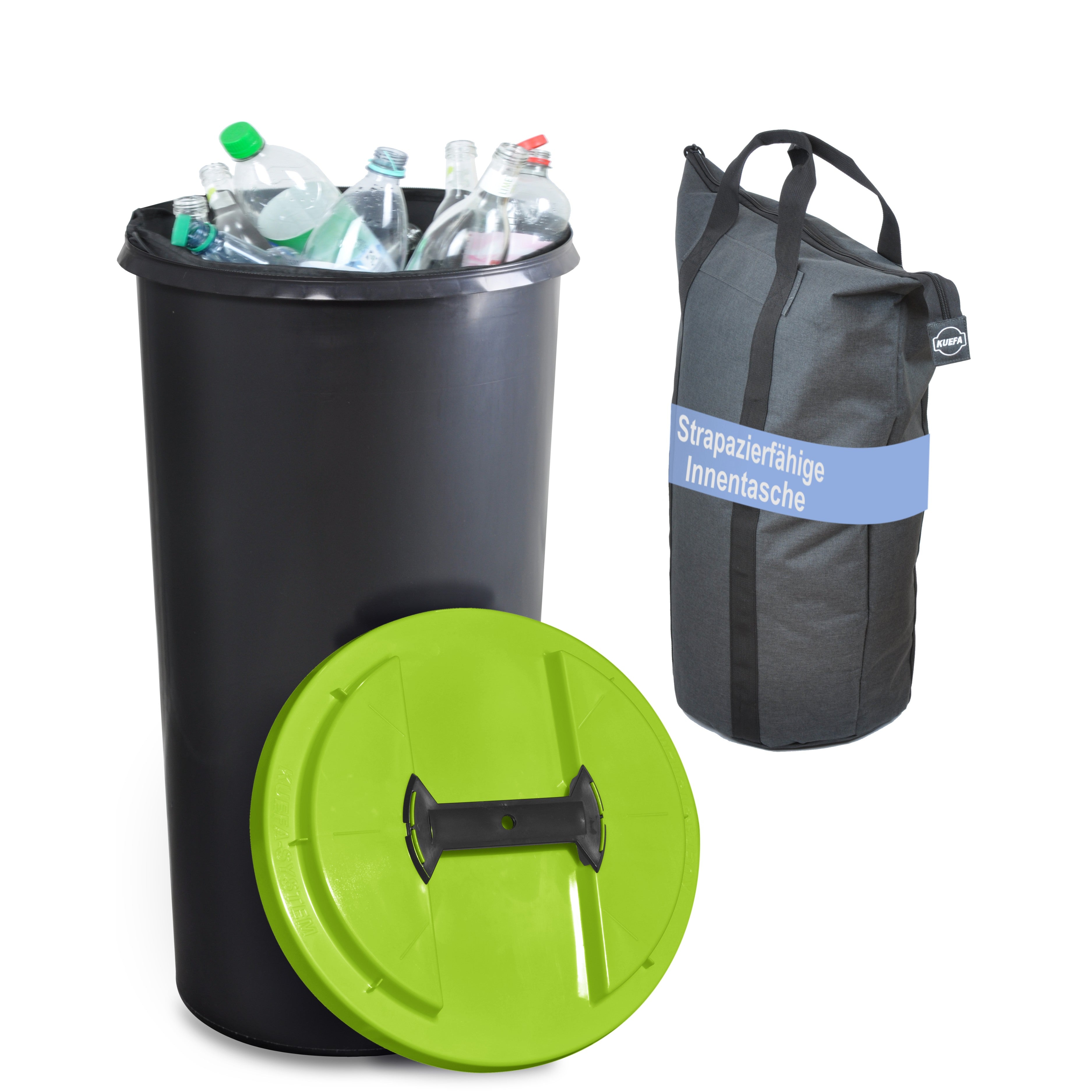 KUEFA IBC Flaschensammler, 60 Liter Sammelbehälter mit Deckel und Inne –