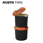 Lade das Bild in den Galerie-Viewer, KUEFA TWIN 2x30l Abfallsammelstation, Mülleimer, Mülltrennung für Verpackungen und Altpapier, mit Klemm-Ring für Müllbeutel, stabil, strapazierfähig, geruchsdicht, auslaufsicher
